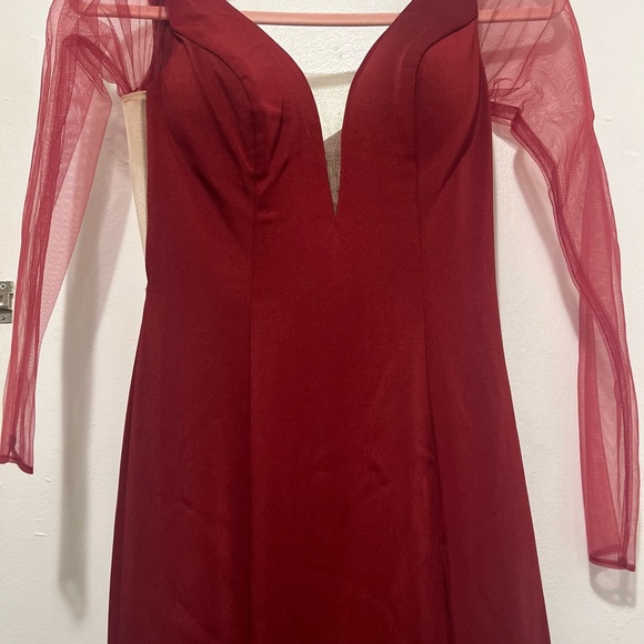 Silky Satin Maxi evening Dress in Burgundy Red - Picture 7 of 8